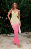 Sunshine Soul Crochet Maxi Dress Lemon/Pink Ombre