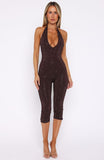 Retrograde Romance Embellished Jumpsuit Chocolate