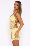 Don't Ask Me That Crochet Mini Skirt Lemon