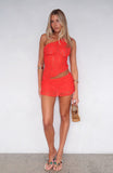 It's A Love Story Lace Mini Skort Red