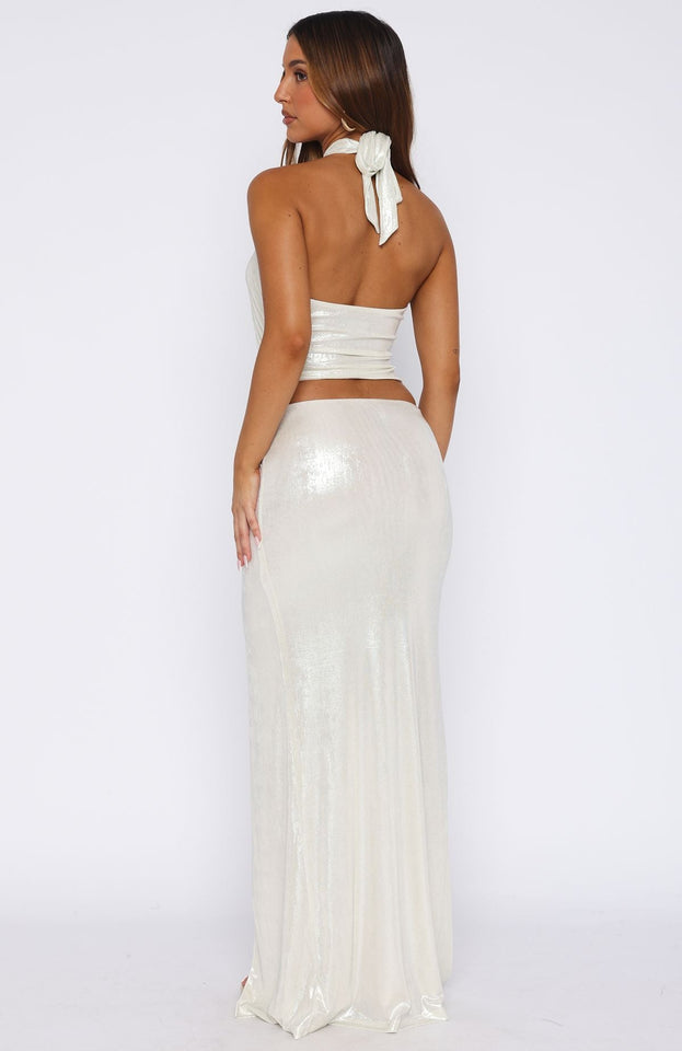 I'm On Call Halter Maxi Dress Pearl