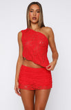 It's A Love Story Lace Mini Skort Red