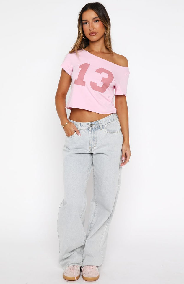 Whenever You're Ready Off Shoulder Relaxed Tee Pink