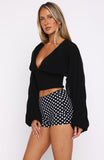 Love Shy Long Sleeve Top Black