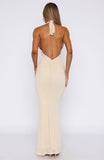 Set For Life Halter Maxi Dress Champagne