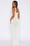 Butterfly Blossom Sequin Knit Maxi Dress White