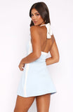 I've Got Dreams Halter Mini Dress Blue