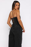 Be Mine Forever Denim Bustier Black Acid