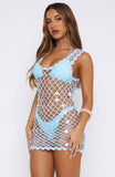Energy Driven Crochet Mini Dress Sky Blue