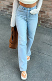 Alyssa High Rise Straight Leg Jeans Light Blue