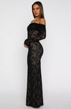 Be My Peace Lace Long Sleeve Maxi Dress Black