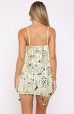Decadent Daze Beaded Mini Dress Lemon