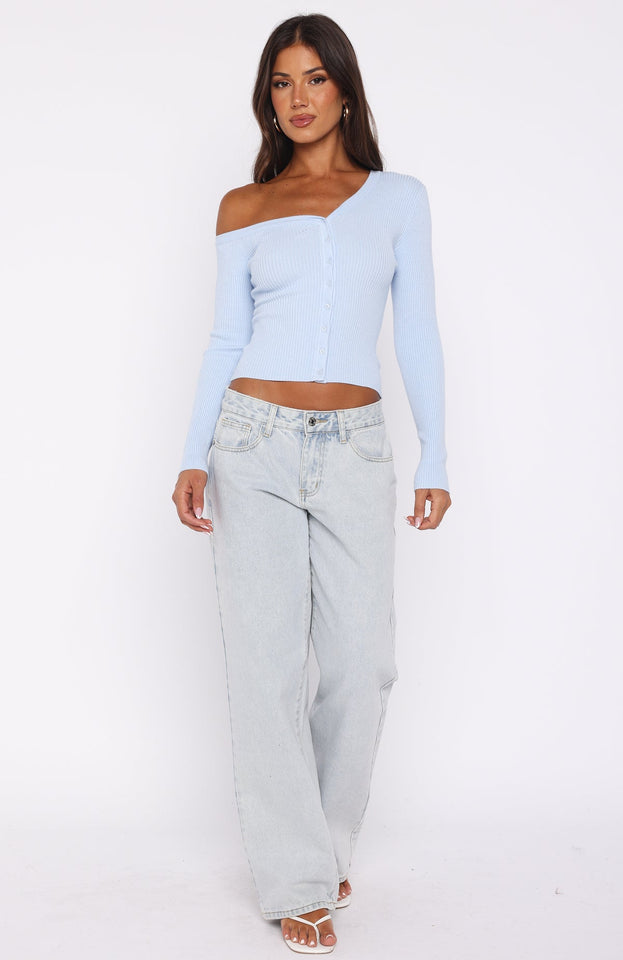 Double Dates Long Sleeve Knit Top Blue