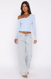 Double Dates Long Sleeve Knit Top Blue