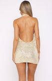 Hidden Flame Beaded Mini Dress Cream