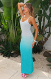 Sunshine Soul Crochet Maxi Dress Azure Ombre