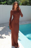 Malta Mermaids Long Sleeve Maxi Dress Chocolate