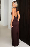 Night-Time Madness Halter Maxi Dress Chocolate