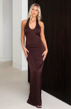 Night-Time Madness Halter Maxi Dress Chocolate