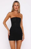 Out In The Wild Strapless Mini Dress Black Glitter