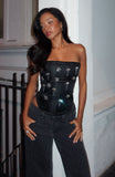 Damned Heart Embellished Bustier Black