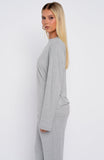 Slow Life Long Sleeve Pyjama Top Grey Marle
