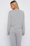 Slow Life Long Sleeve Pyjama Top Grey Marle