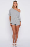 Slow Life Off Shoulder Oversized Pyjama Tee Grey Marle
