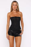 Spotlight On Me Strapless Bustier Black Glitter