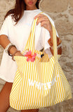 Straight Lines Tote Bag Yellow Stripe