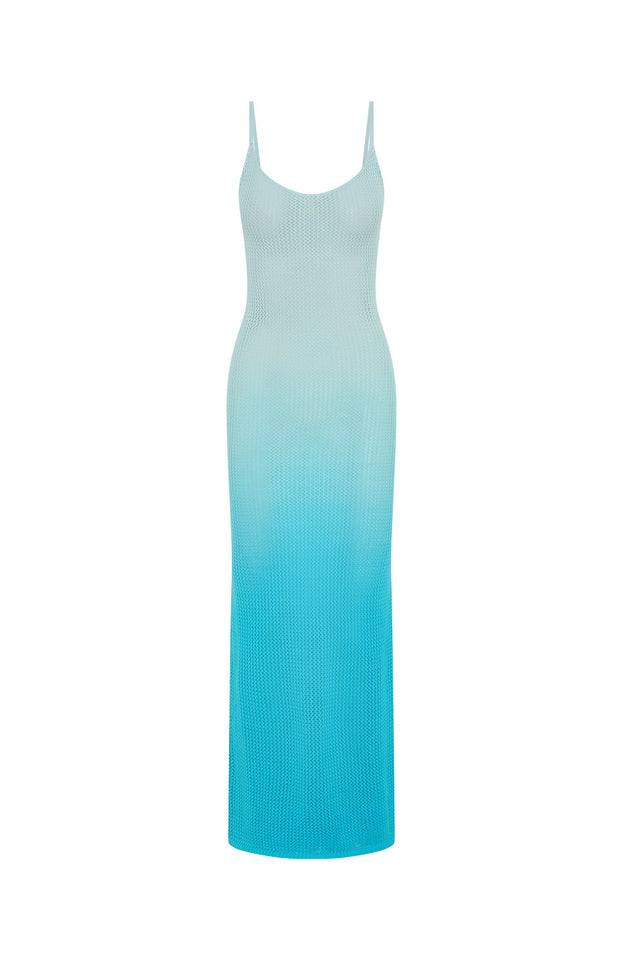 Sunshine Soul Crochet Maxi Dress Azure Ombre