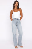 Alyssa High Rise Straight Leg Jeans Light Blue
