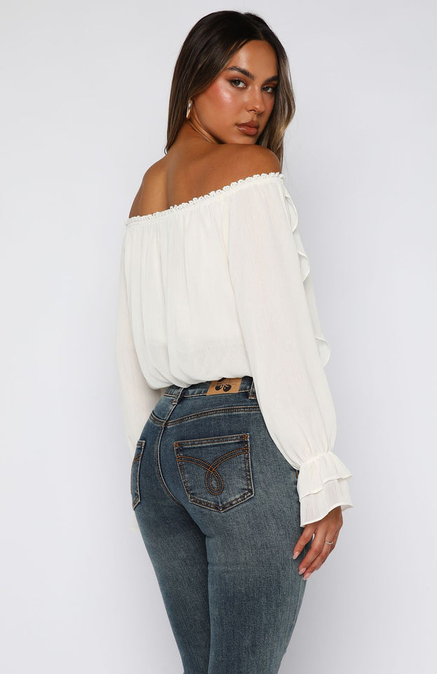 Star Girl Off Shoulder Top White